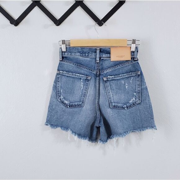 Moussy Vintage MV Pelion High Rise Distressed Cut-Off Shorts In Blue Size 24 NWT - Picture 11 of 13